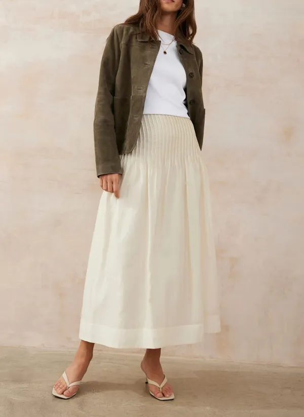 Casual Style Pintuck Maxi Skirt