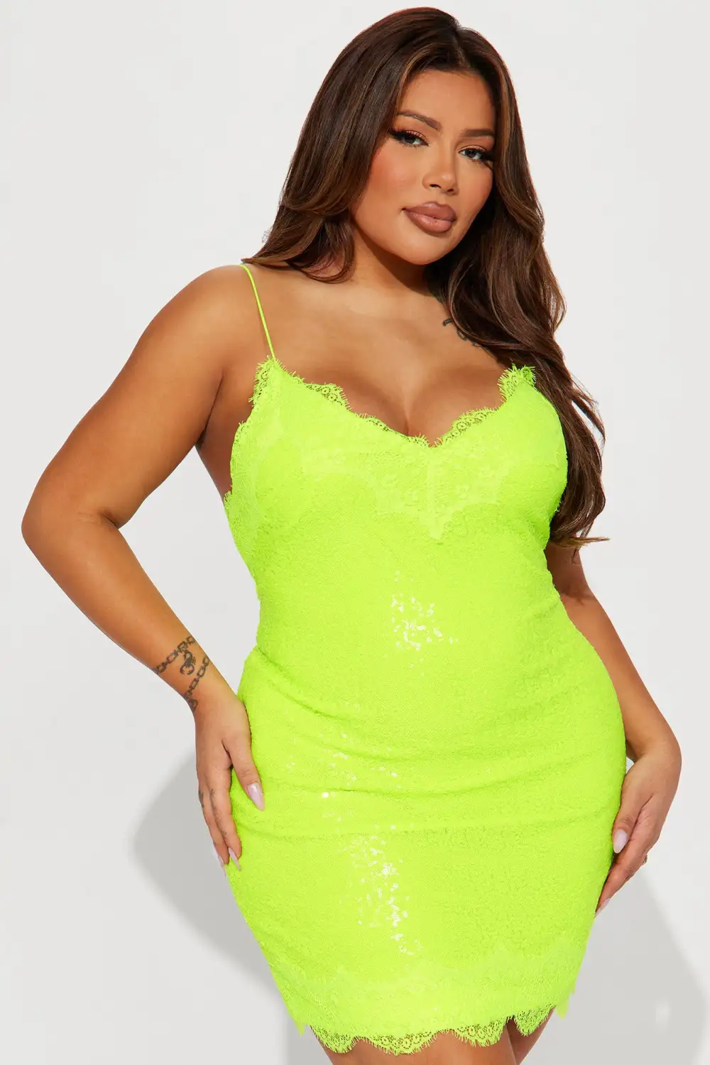 Tameless Muse Sequin Mini Dress - Lime