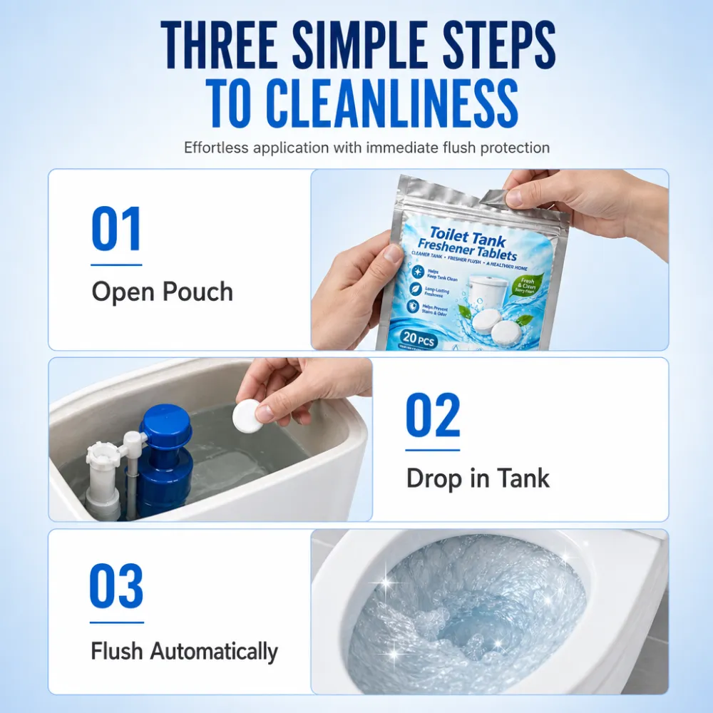 20 Pack Toilet Tank Freshener Tablets – effervescent action fights odor, slow release cleans constantly. Gentle on plumbing! 🧼