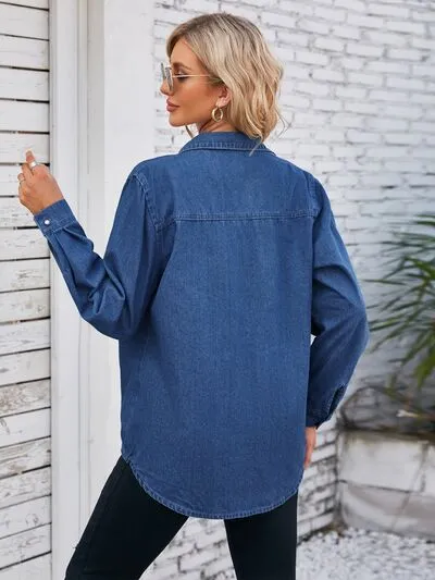 Button-up Collared Denim Jacket