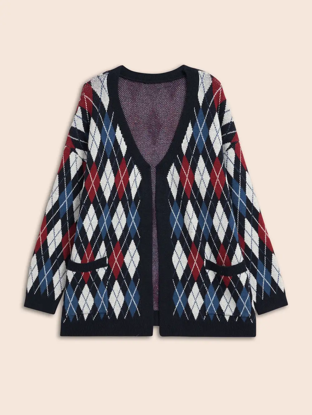 Plaid Drop Shoulder Pocket Cardigan