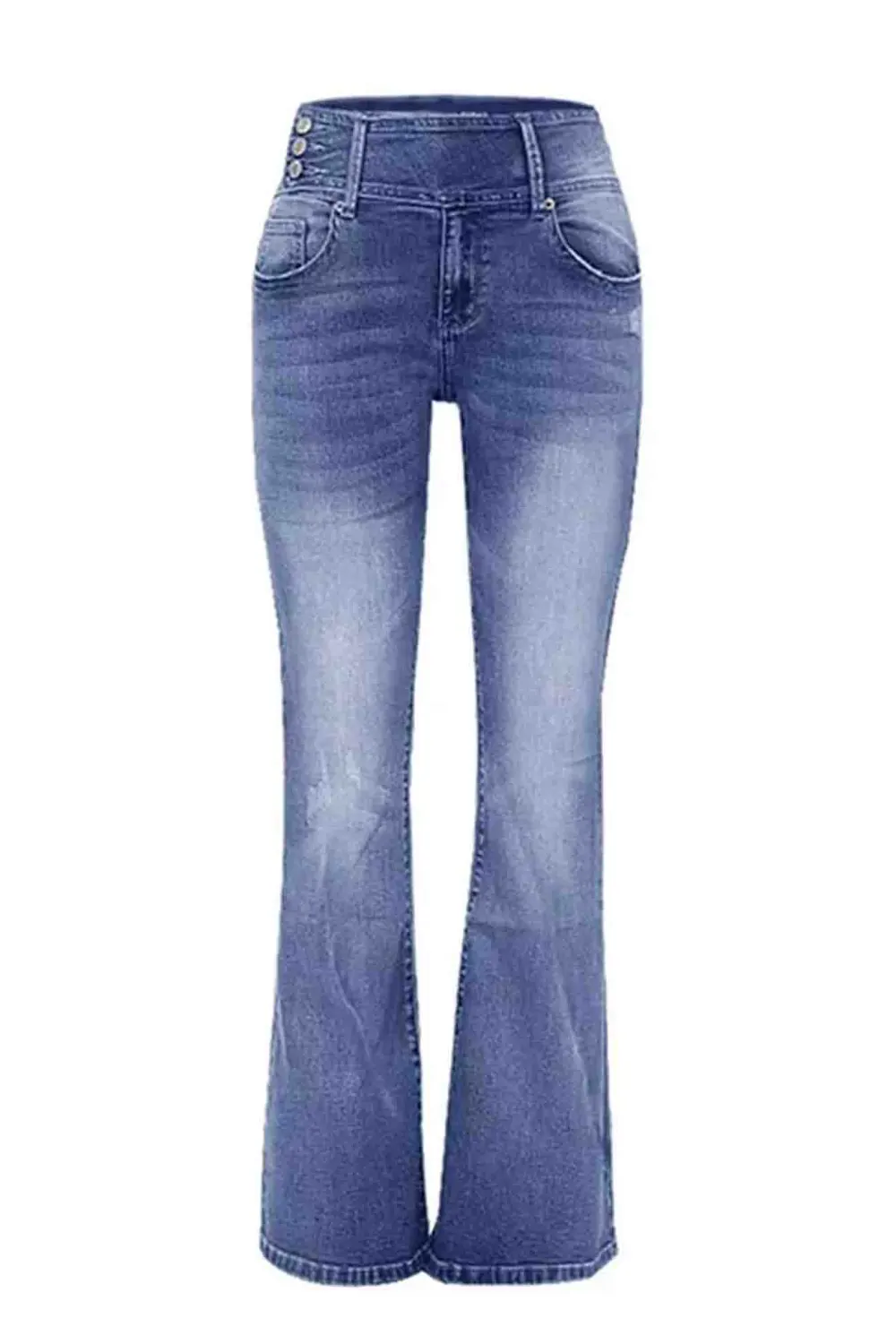 Side Button Flare Jeans