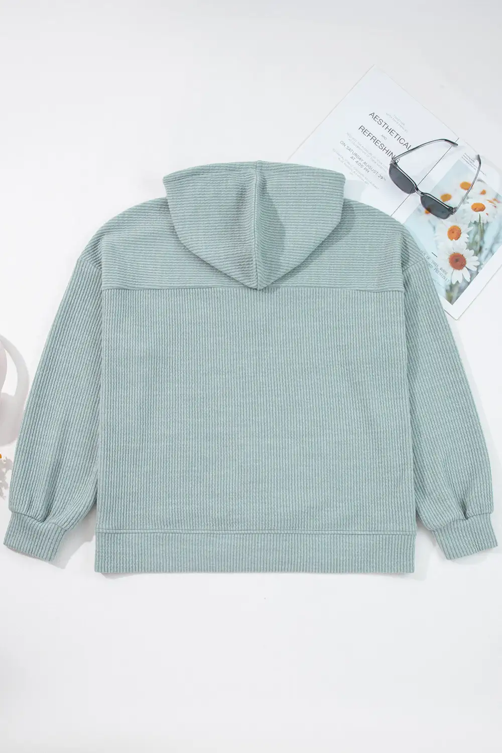 Ribbed Drop Shoulder Hoodie