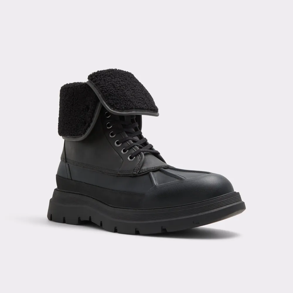 Men's Black Platform Suede Lace-Up Boots