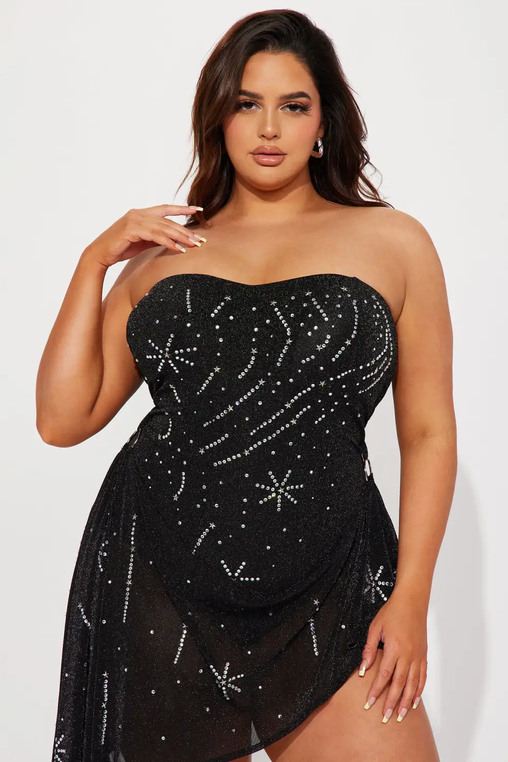 Emily Embellished Mini Dress - Black