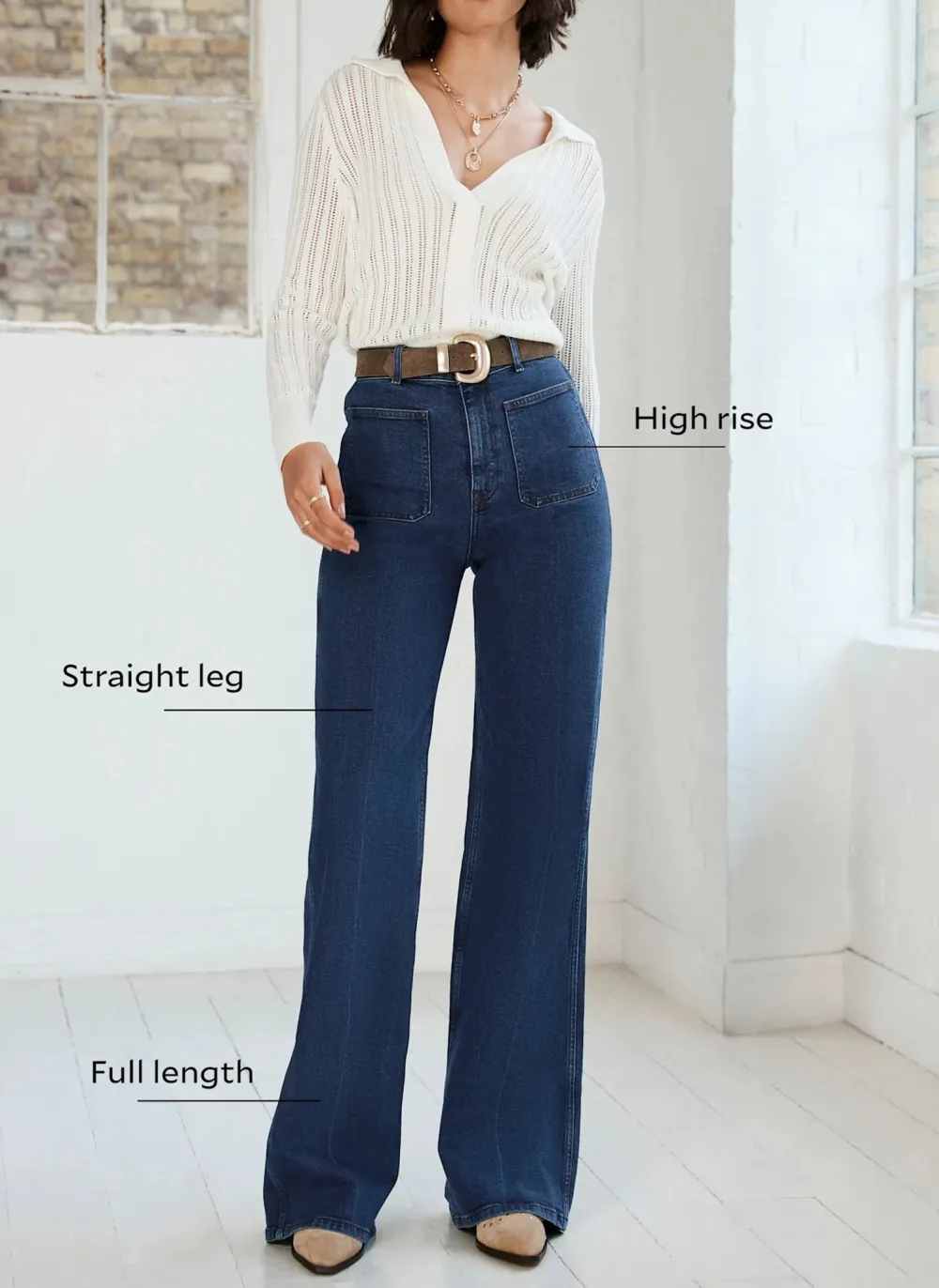 Casual Style Relaxed Straight Patch Pocket Jeans