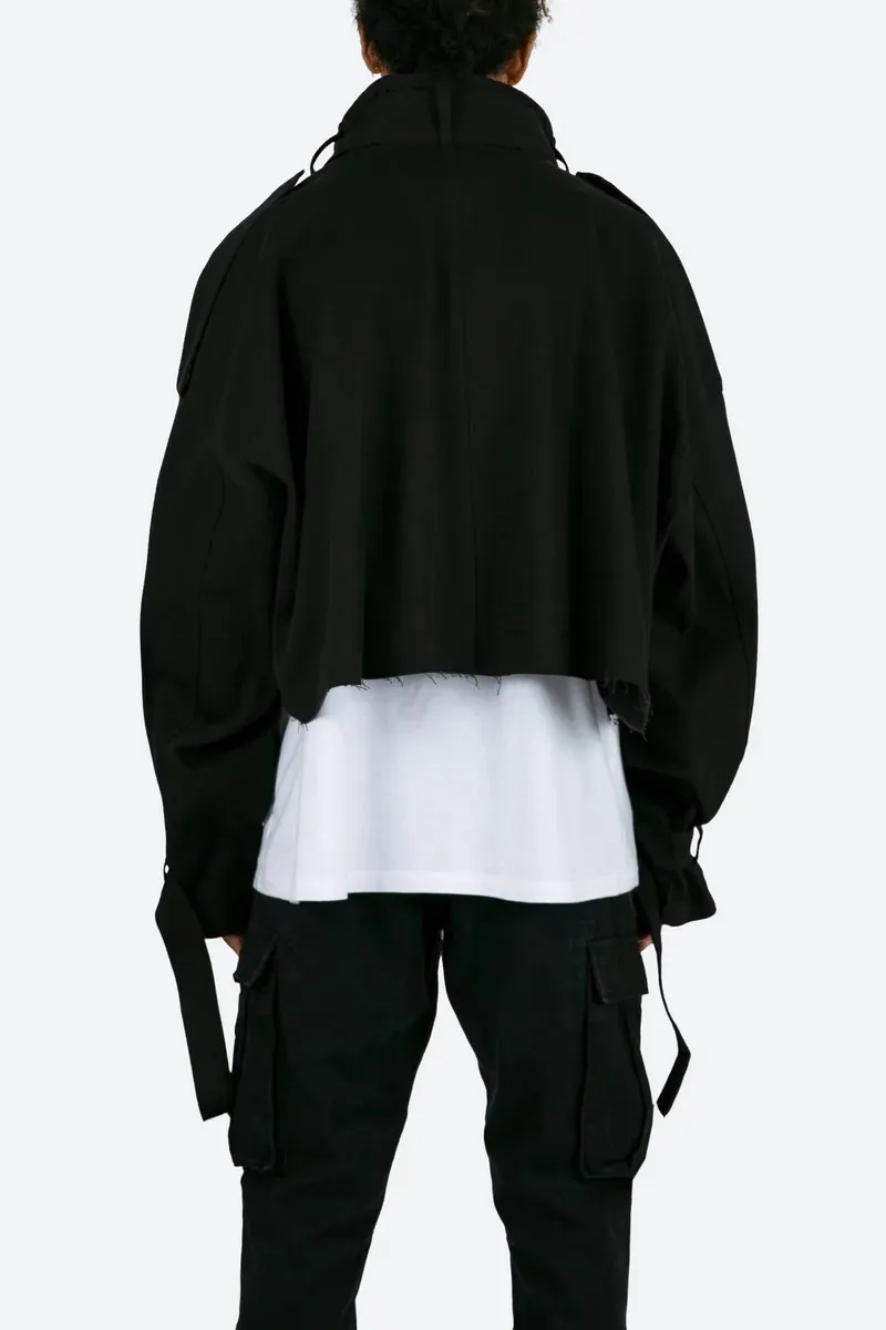 JET BLACK CROP STYLE CARGO JACKET