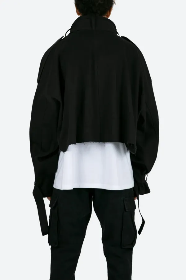 JET BLACK CROP STYLE CARGO JACKET
