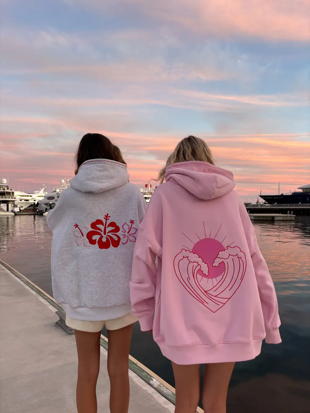 Bubblegum Ocean Heart Stitched Hoodie