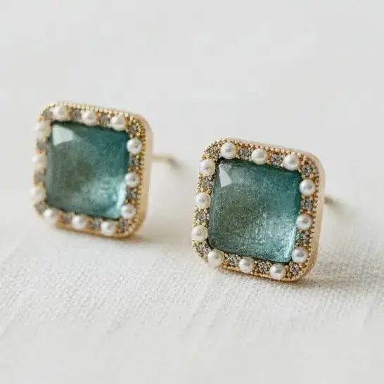 Geometric Crystal Stud Earrings