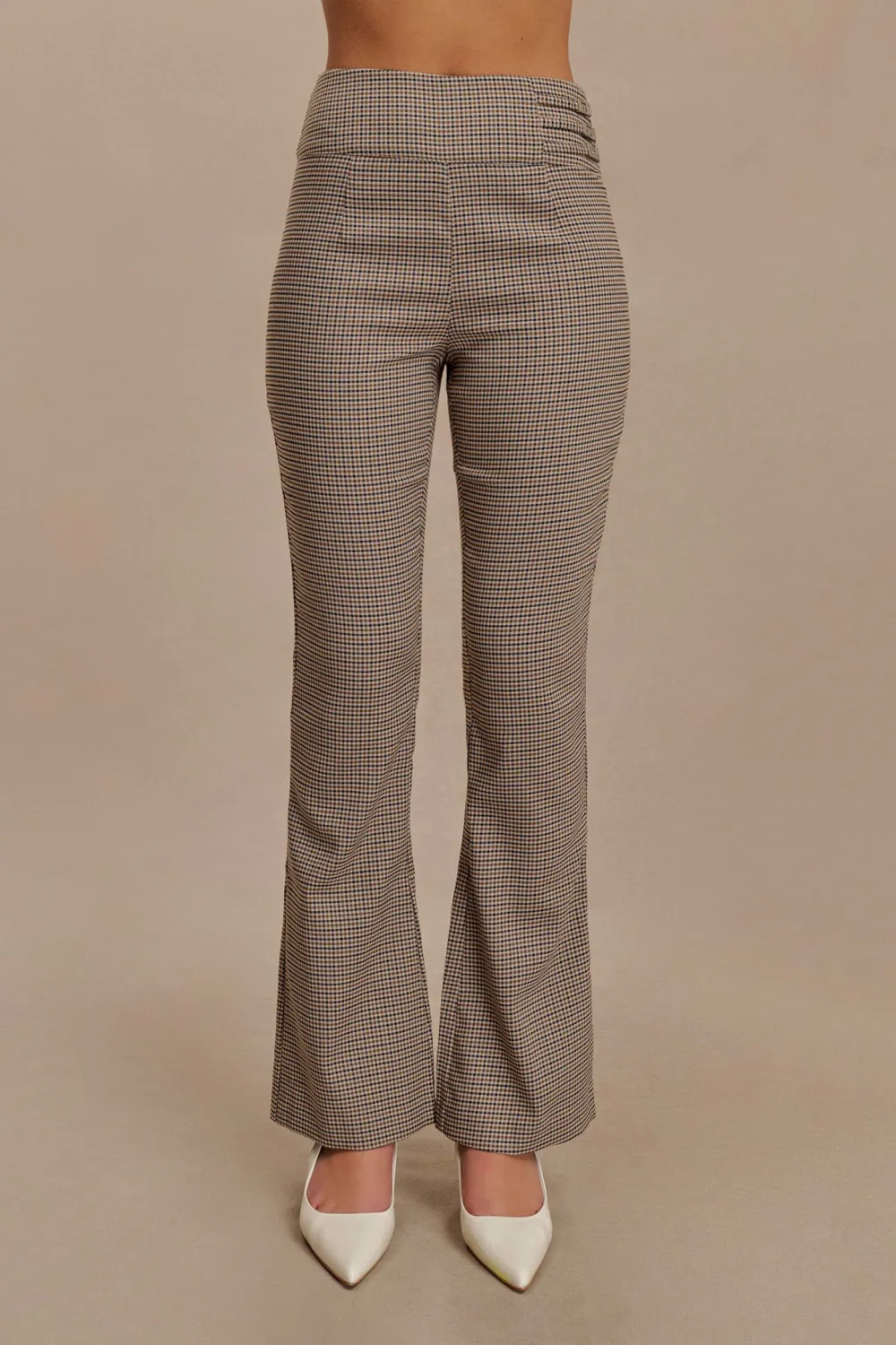 Mid Rise Buckle Straight Leg Pant