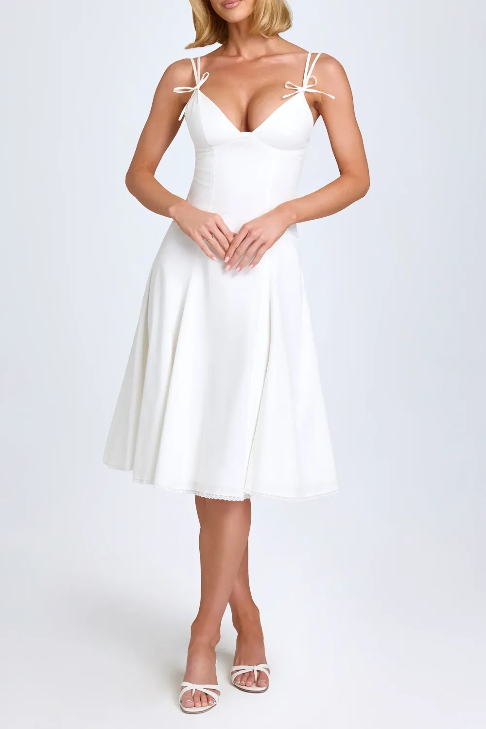 Pure Cotton Breathable Girly Bowknot Ladies Dress