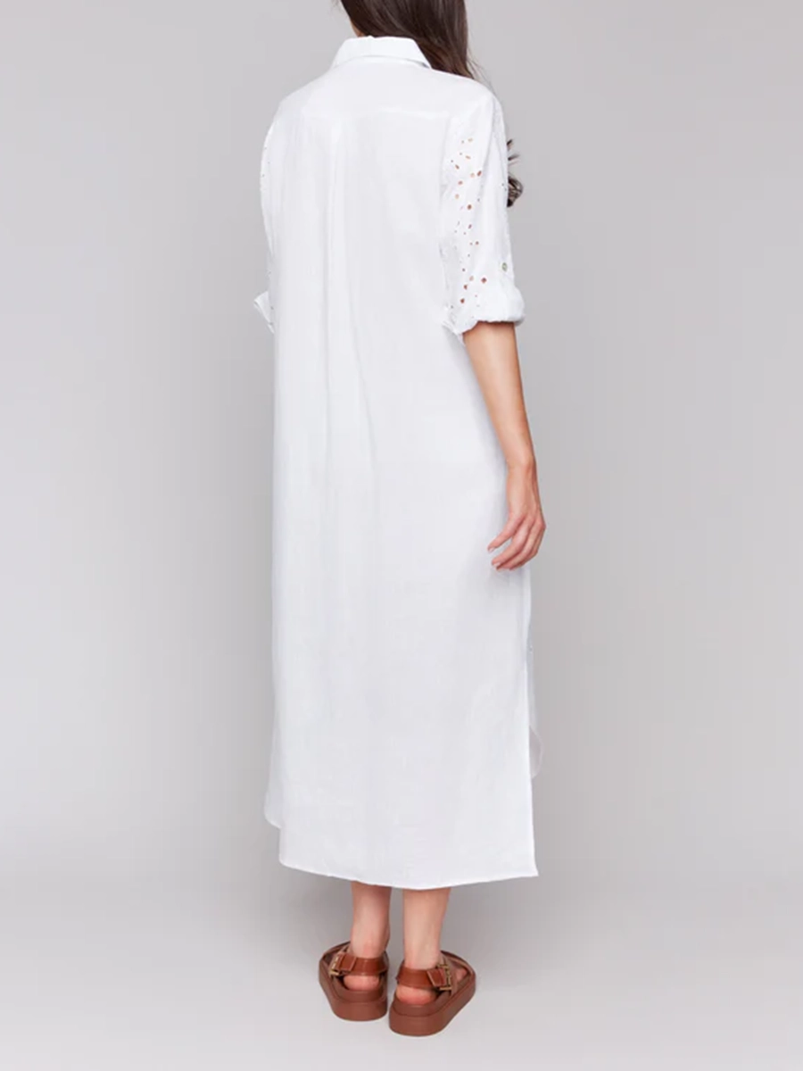 Cotton And Linen Breathable Solid Color Basic Dress