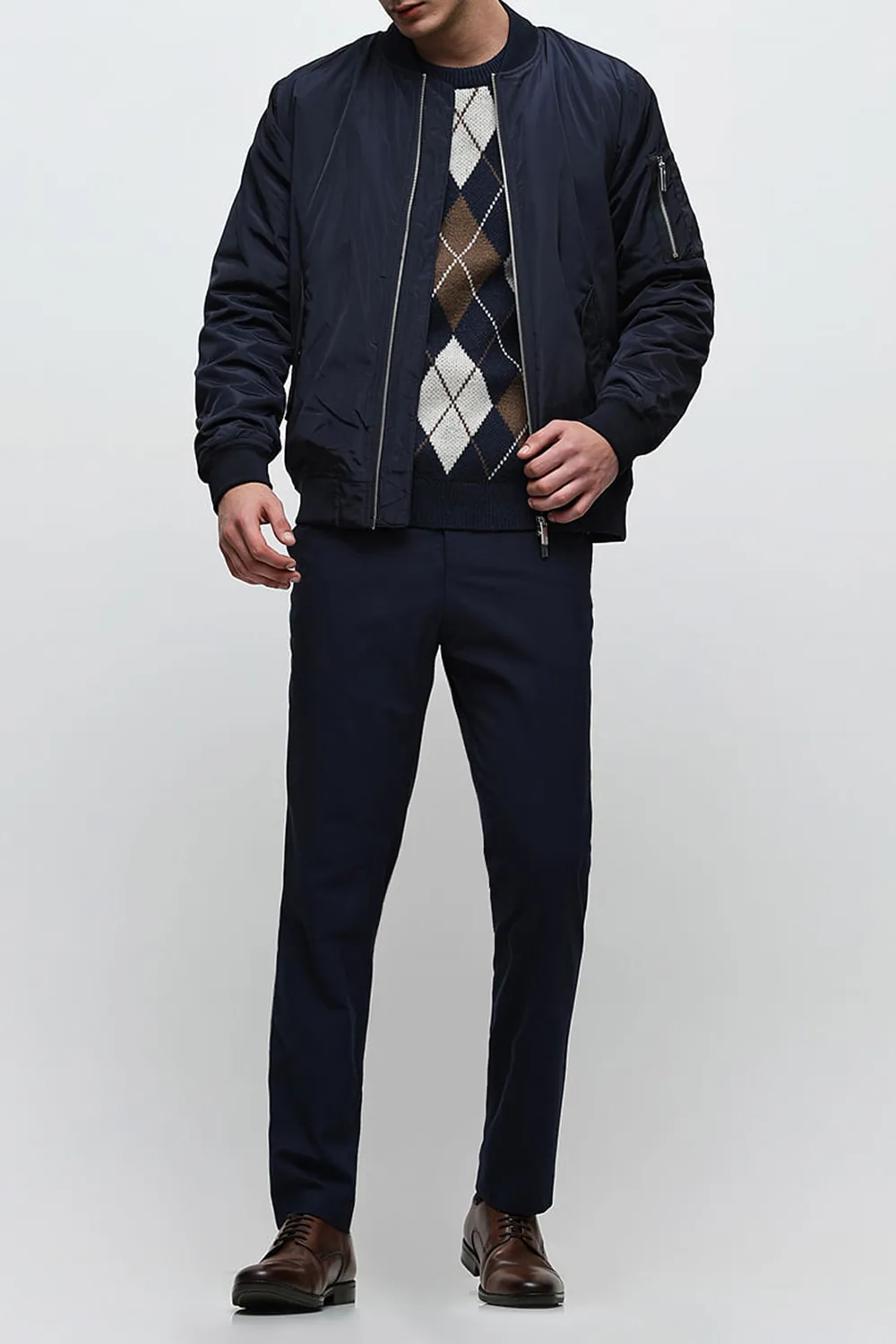 Grey Zip-Up Bomber Jacket