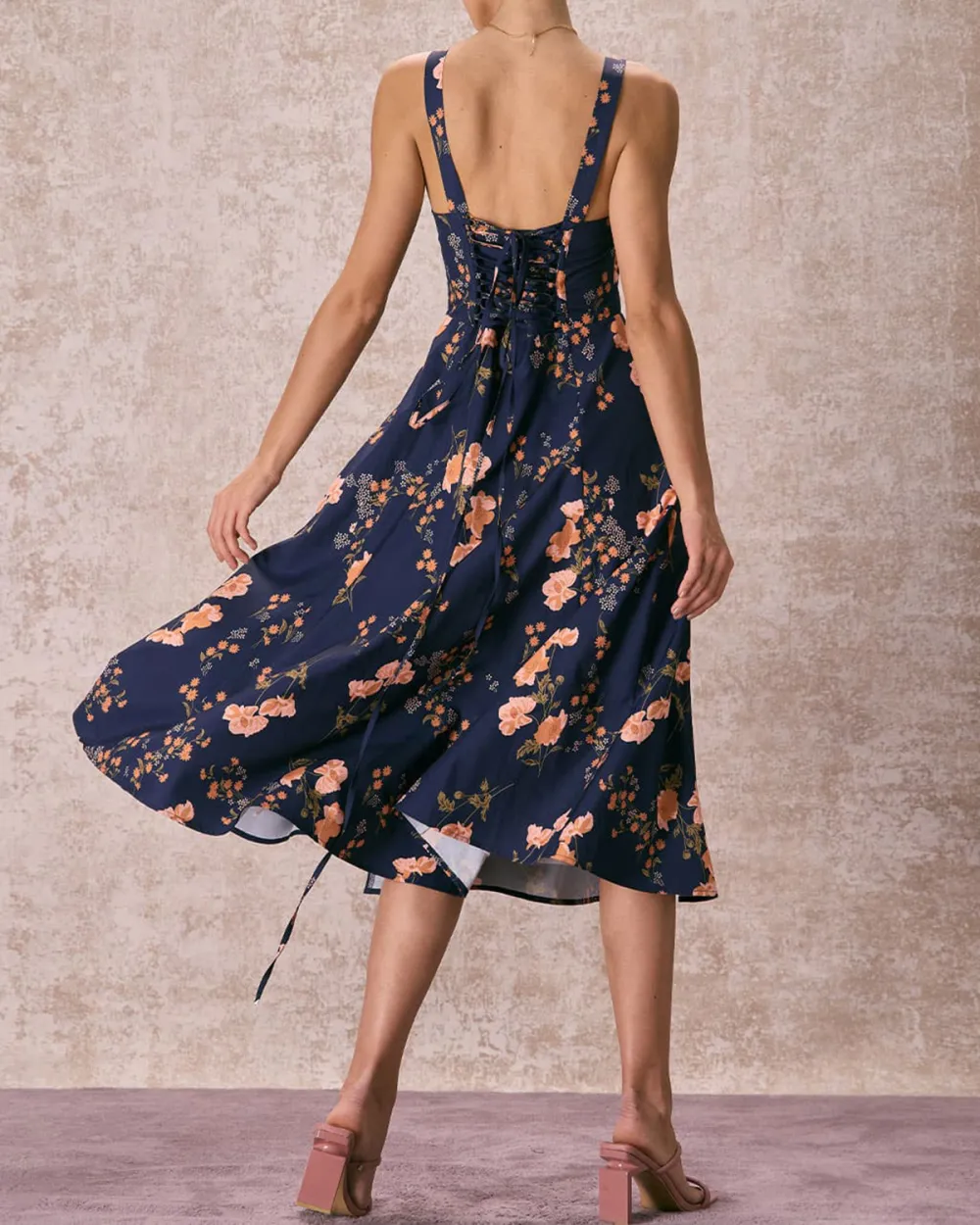 Polyester Satin Navy Blue Dress