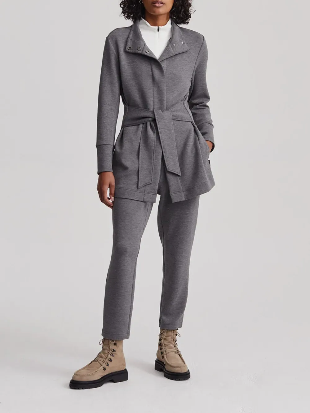 Olive Marl Tie-Front Jackets