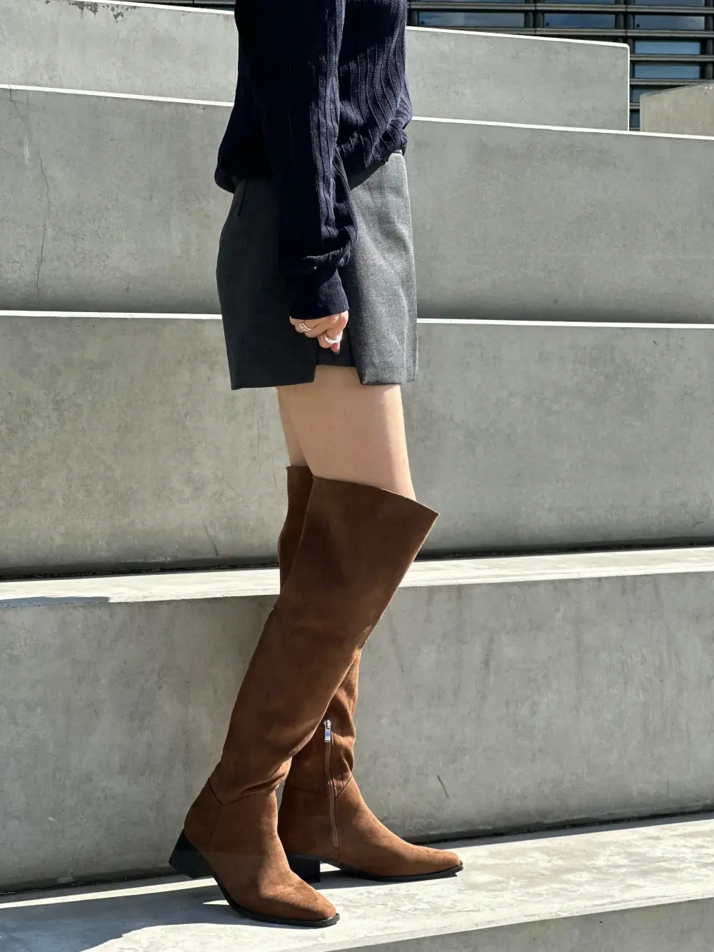 Faux Suede Knee High Boots