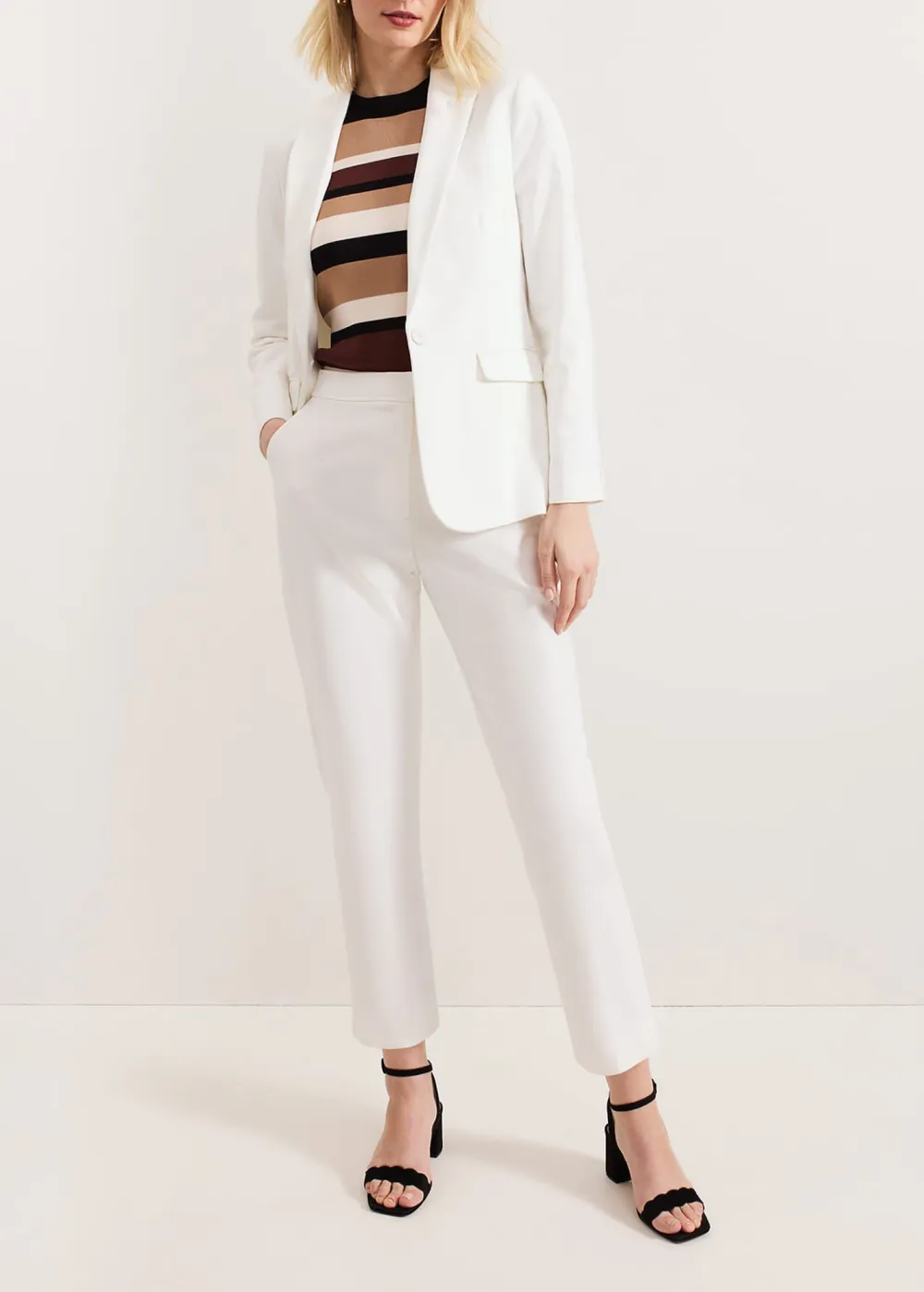 White Business-Style Women's Suit Pants