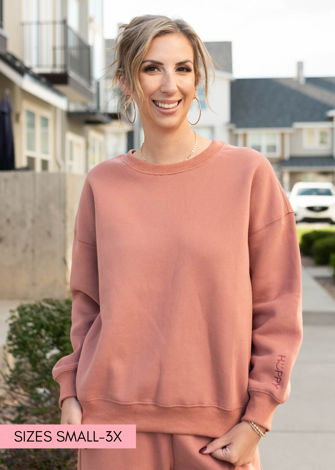 Heather Dusty Rose Happy Sweater