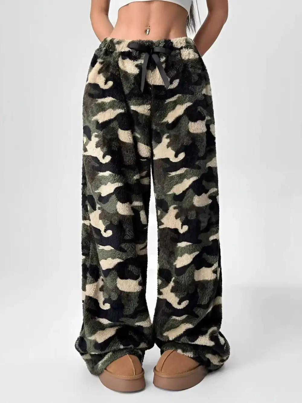 Relaxed Drawstring Wide Leg Pants