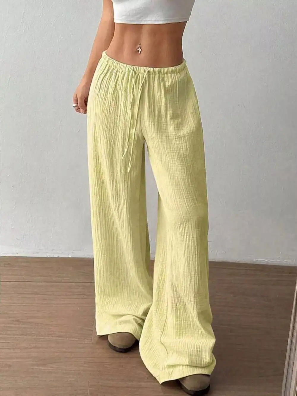 Full Size Drawstring Wide Leg Pants