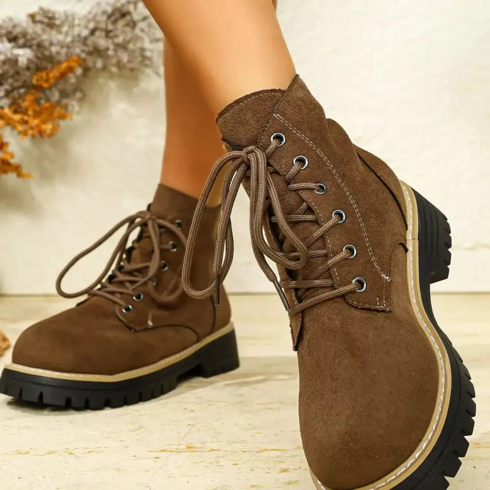 Round Toe Lace-Up Boots