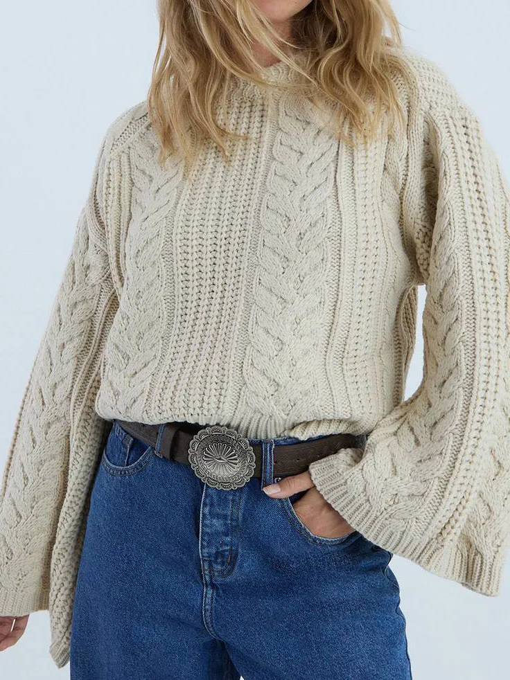 Women'S Stylish Contrast Argyle Knit Cropped Sweater