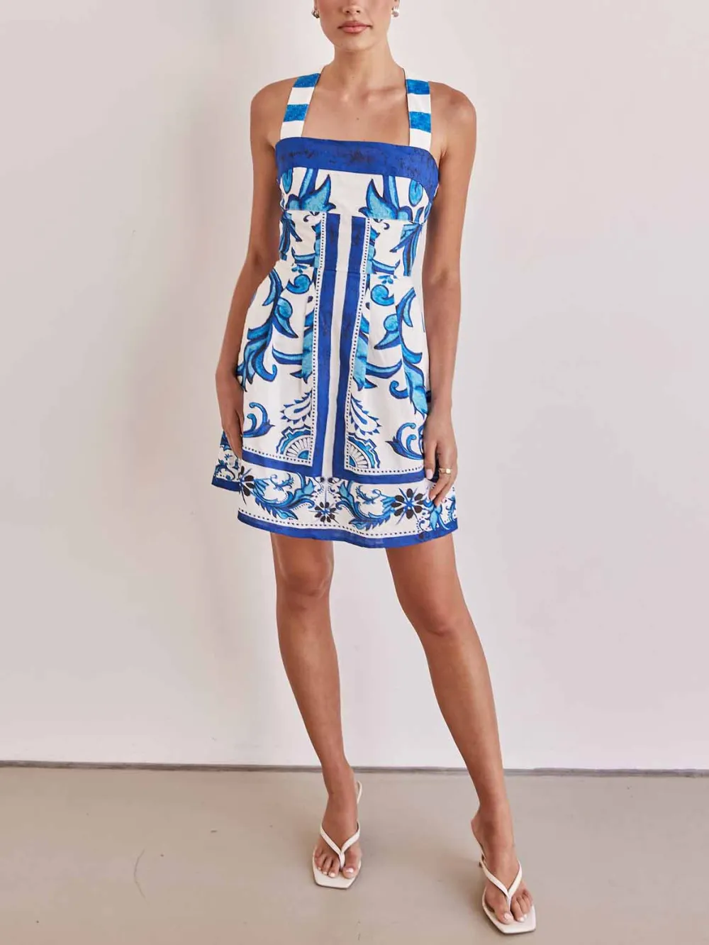 Painted Floral Print Camisole Exquisite Mini Dress