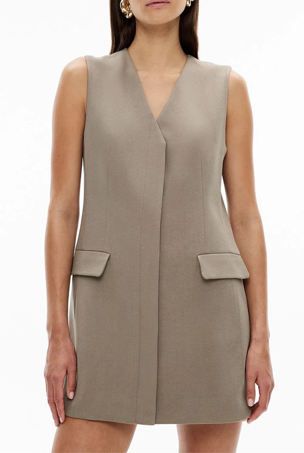 V-Neck Dress With Two Patch Pockets