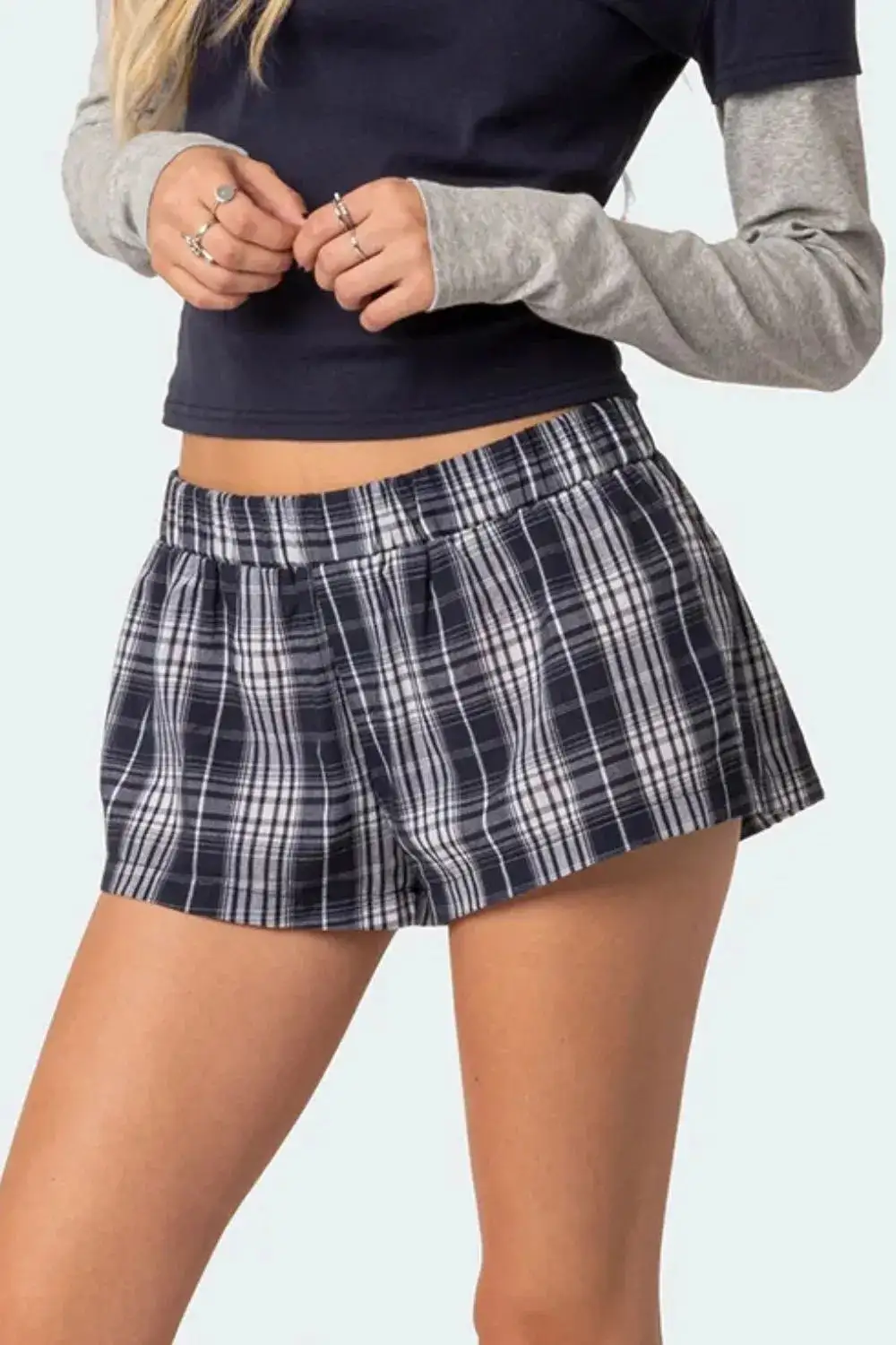 Everyday Plaid Elastic Waist Shorts