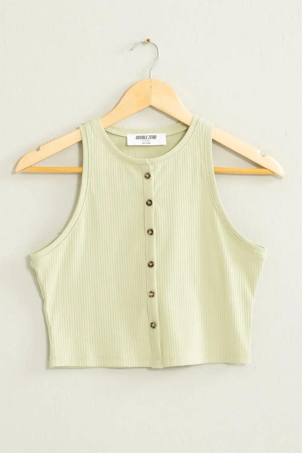 Button Front Sleeveless Crop Shirt