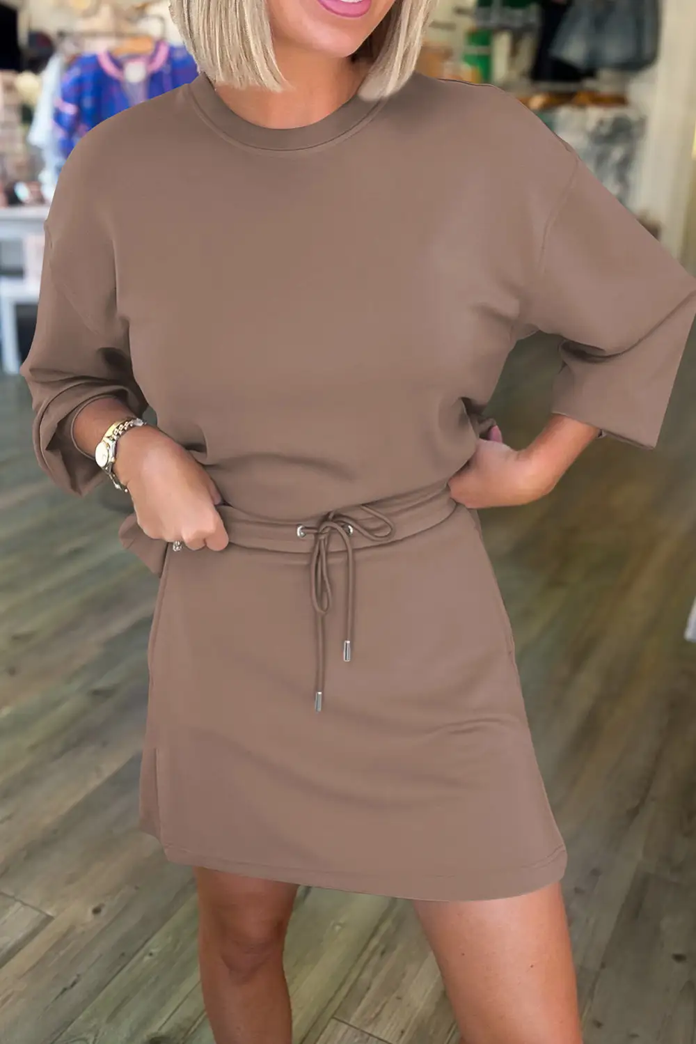 Comfy Drawstring Sweater Coordinated Set