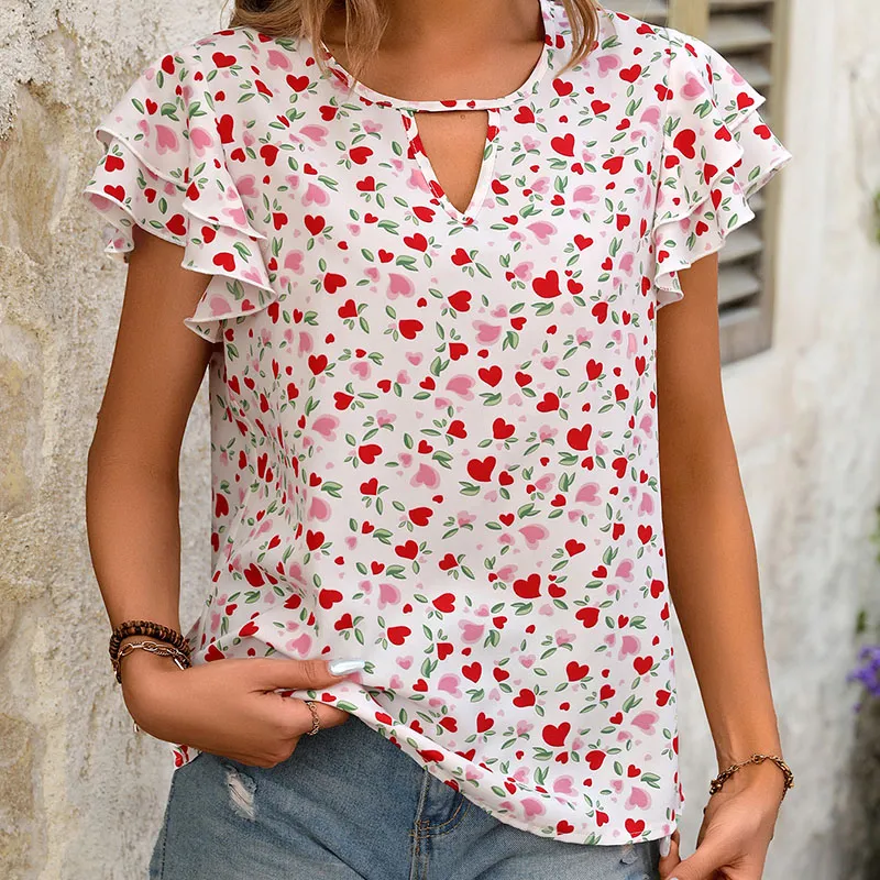 Red Printed Short Sleeve Tee