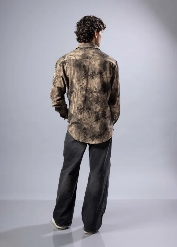 Abstract Collared Dress Shirt