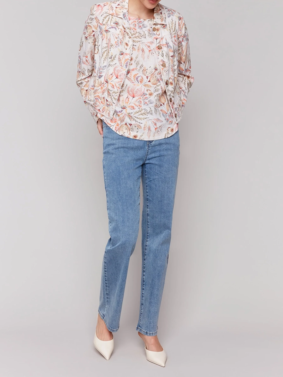 Women's Linen Jacket With Artistic Design