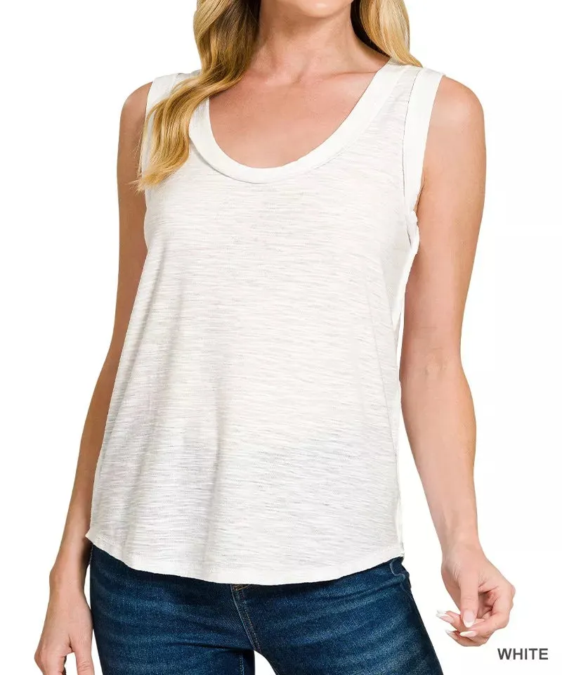 Slub Raw Edge Detail Tank Top