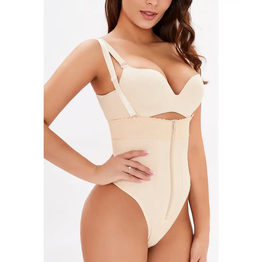 Full Size Adjustable Strap Zip-up Shaping Bodysuit