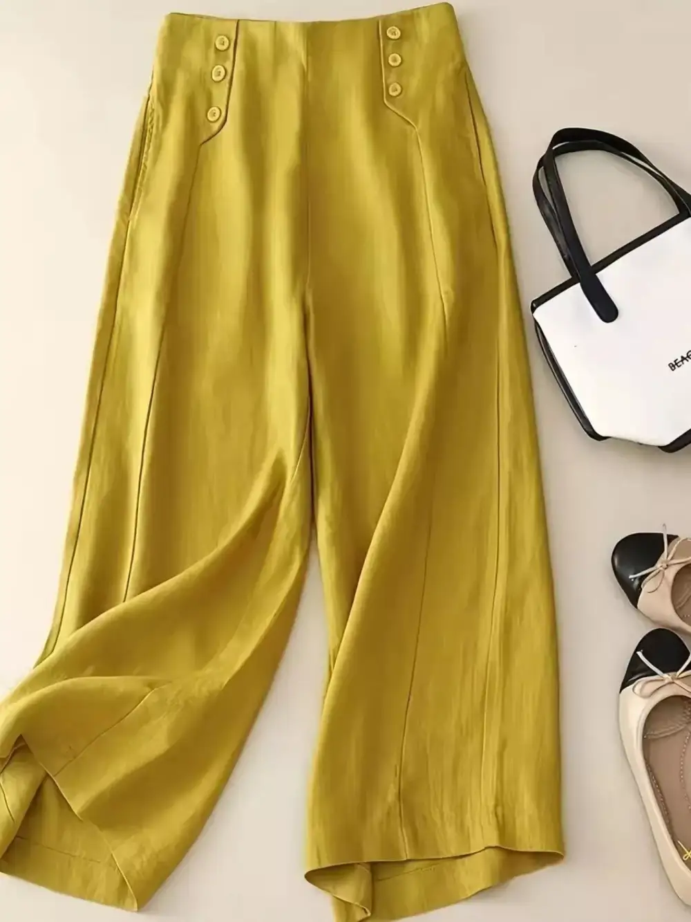 Wide Leg Button Decorated Pants