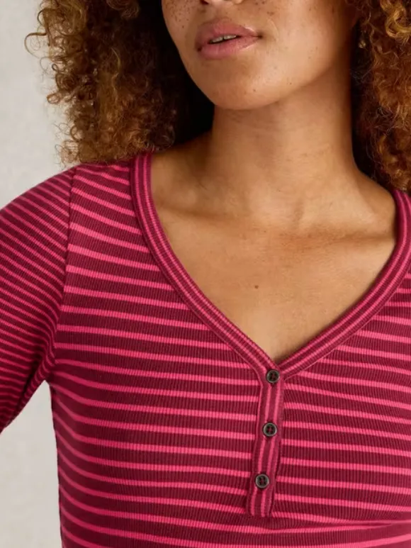 Skinny Ribbed Striped Henley