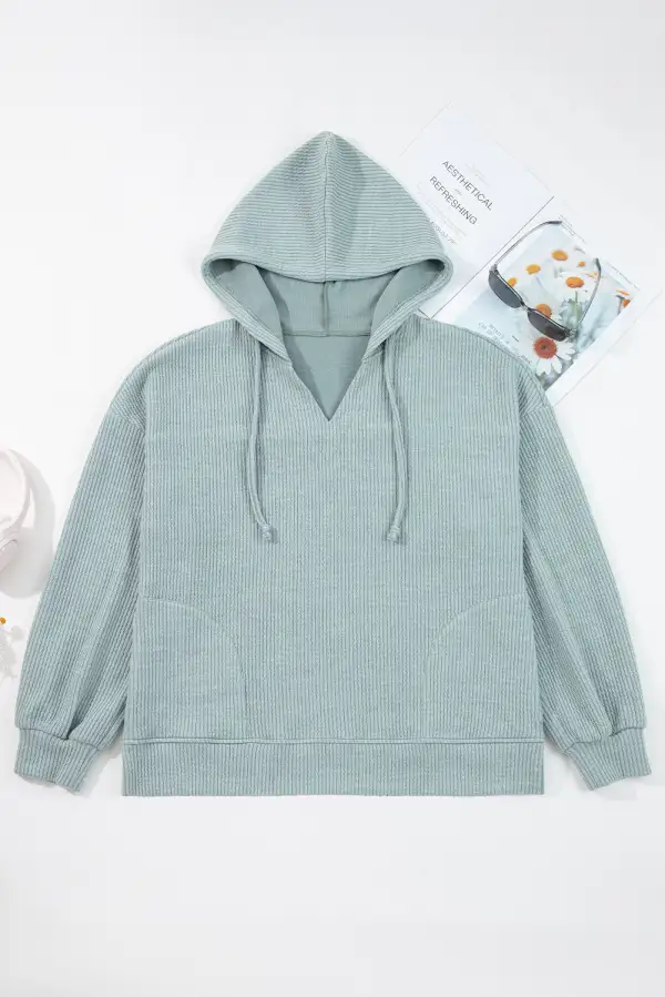 Ribbed Drop Shoulder Hoodie