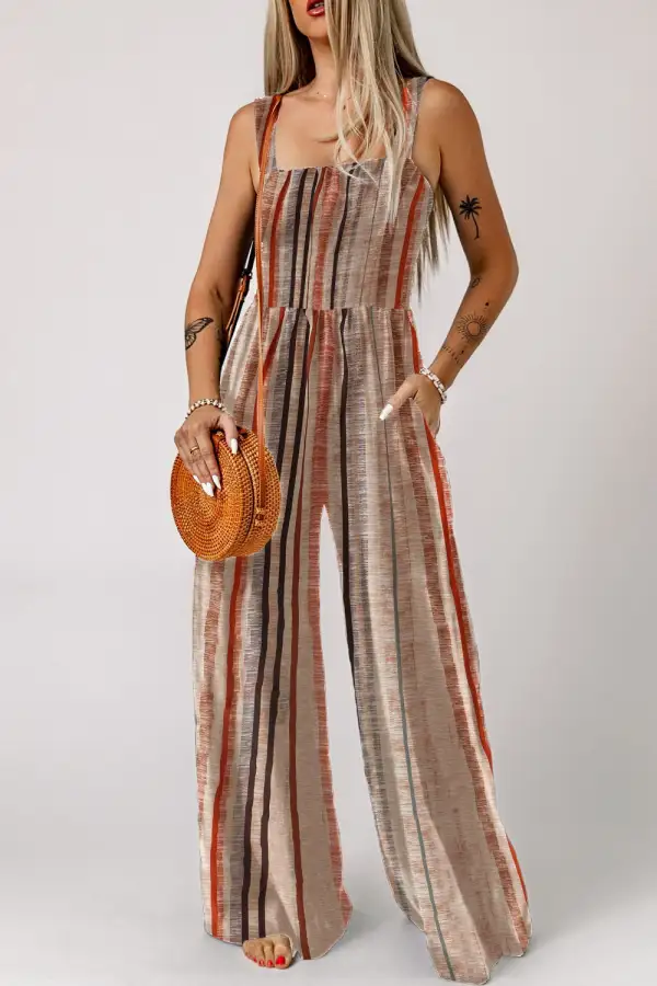 Striped Smocked Jumpsuit