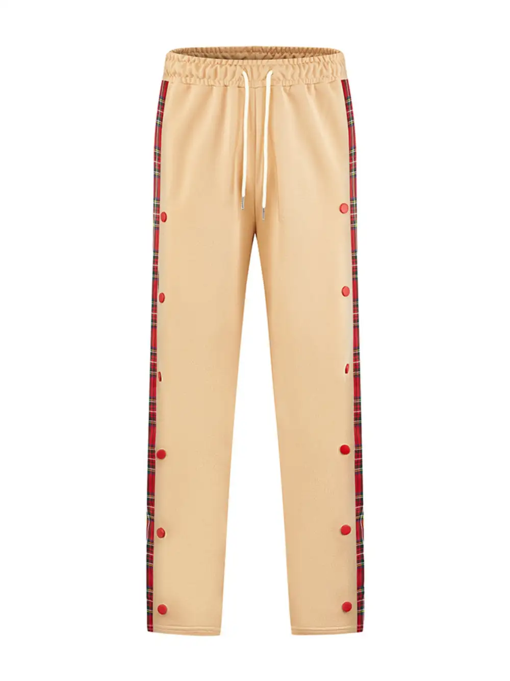 Men's Full Size Drawstring Plaid Side Stripe Pants