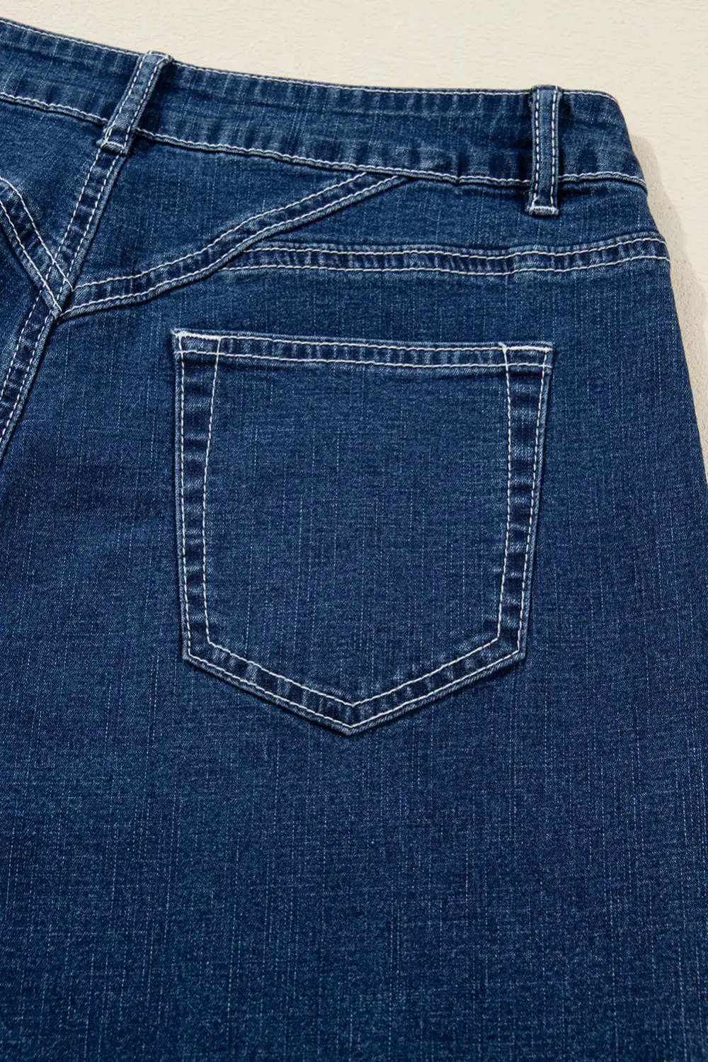 Loose Cuffed Stitched Waist Detail Jeans