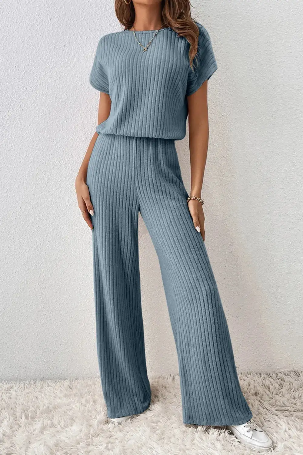 Everyday Ribbed Wide Leg Jumpsuit