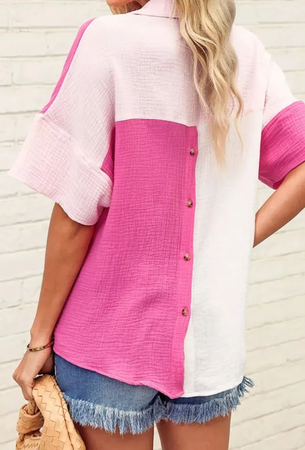 Block Casual Button Up Shirt