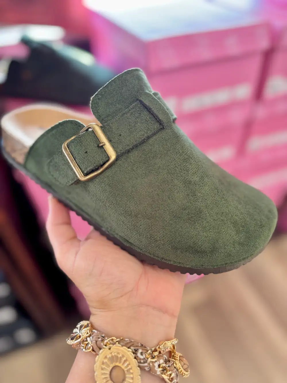 Matcha Suede Mule Shoes