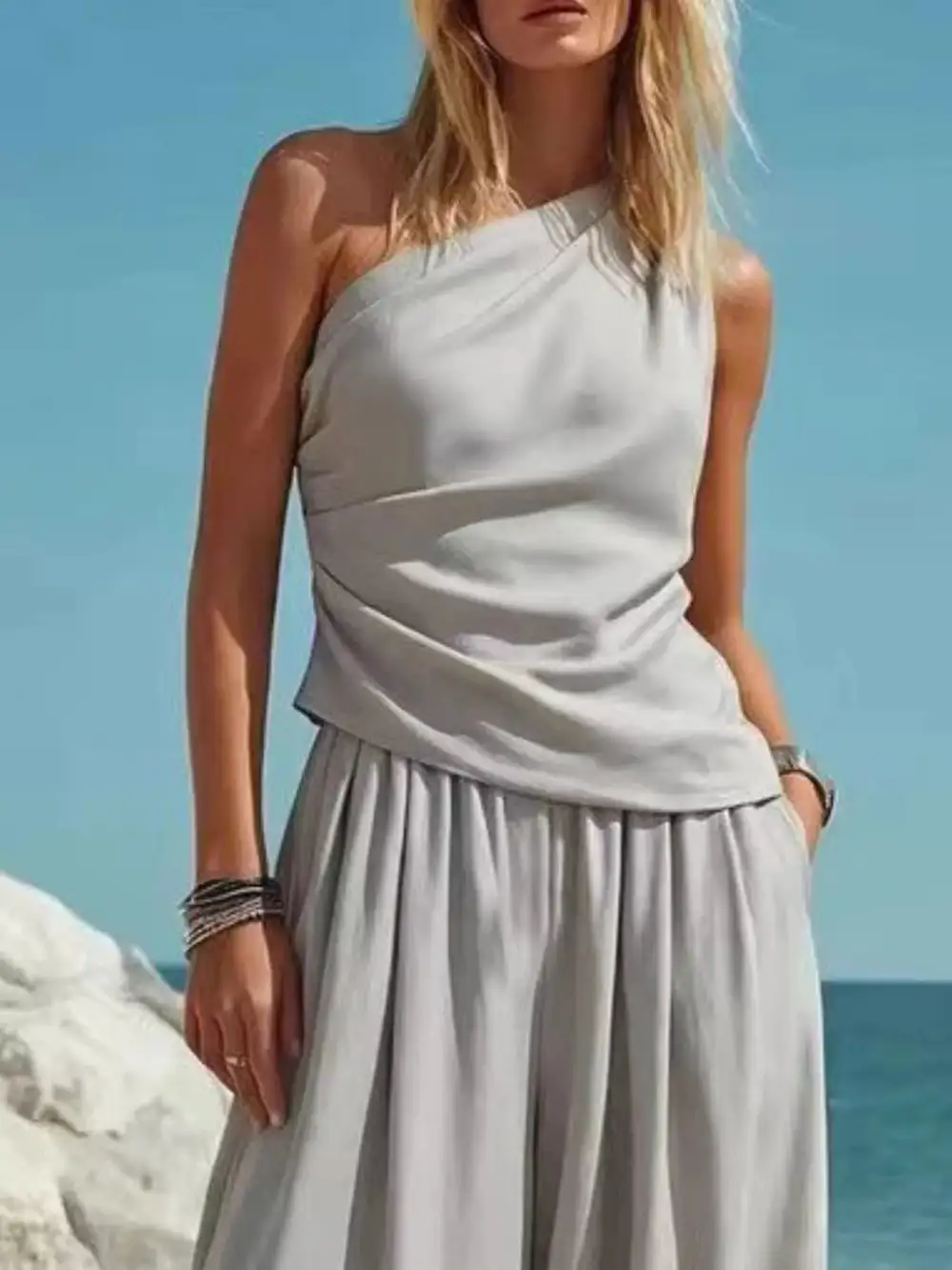 Wide Leg Shoulder Jumpsuit