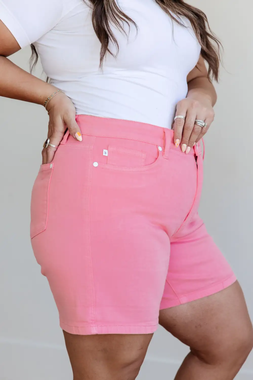Relaxed High Rise Cuffed Hem Shorts