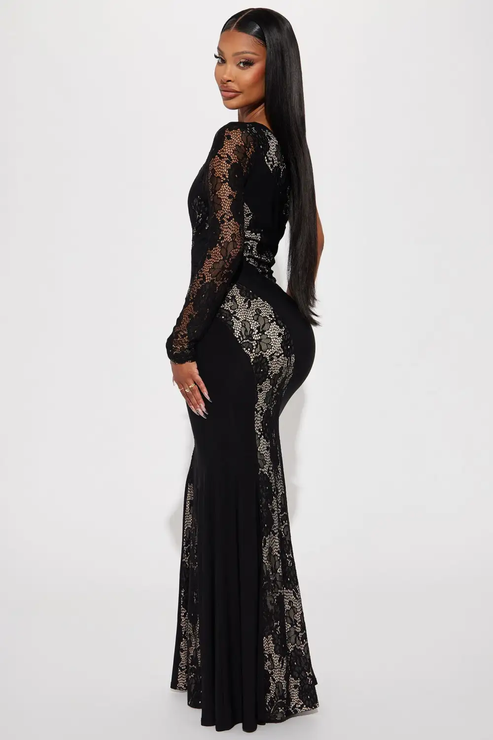 Mallory Lace Maxi Dress - Black