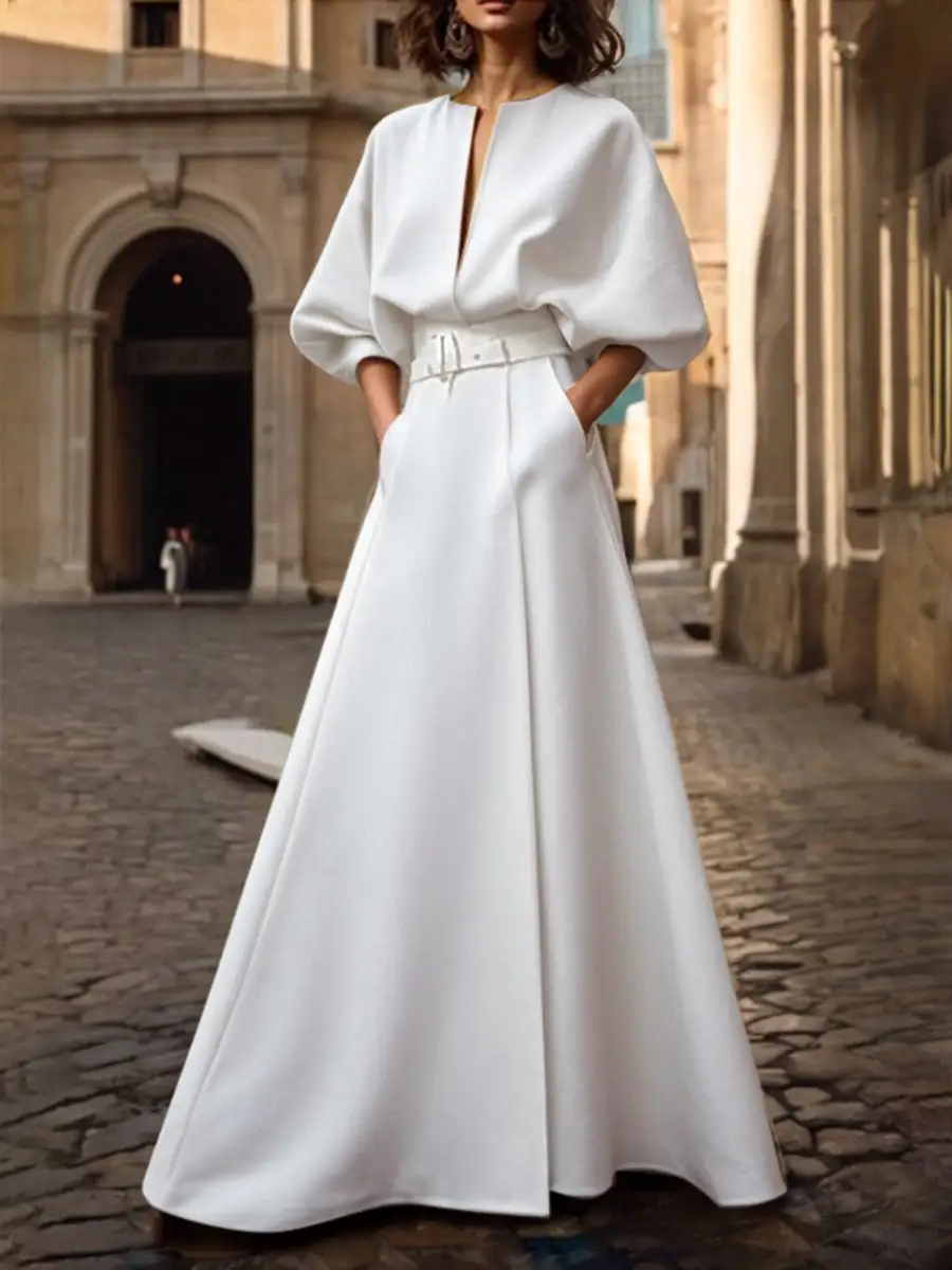 Belted Neck Maxi Dress